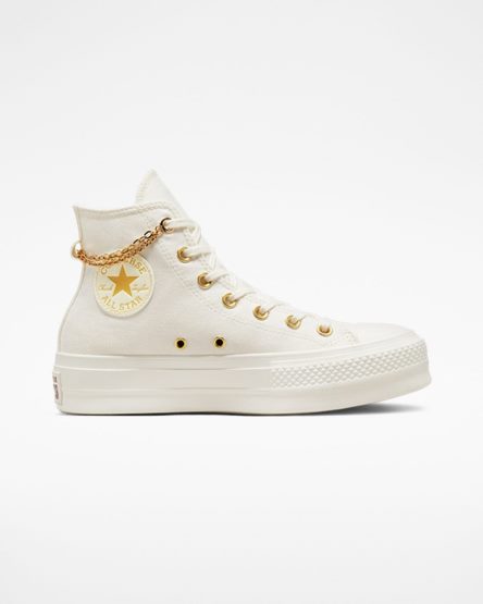 Dámské Boty Na Platformy Converse Chuck Taylor All Star Lift Gold Chain Vysoké Béžový Žluté | CZ RPOV89